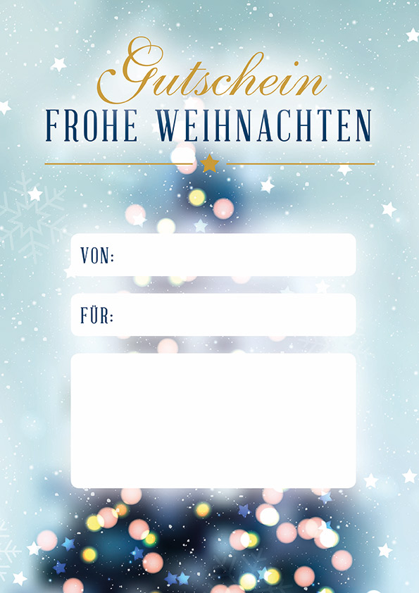 Gutschein-Vorlage zum Ausdrucken im festlichen Weihnachts-Design