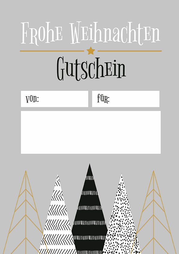 Gutschein-Vorlage zum Ausdrucken im modernen Weihnachts-Design