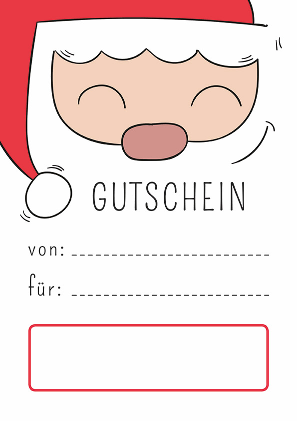 Gutschein-Vorlage zum Ausdrucken im Weihnachtsmann-Design