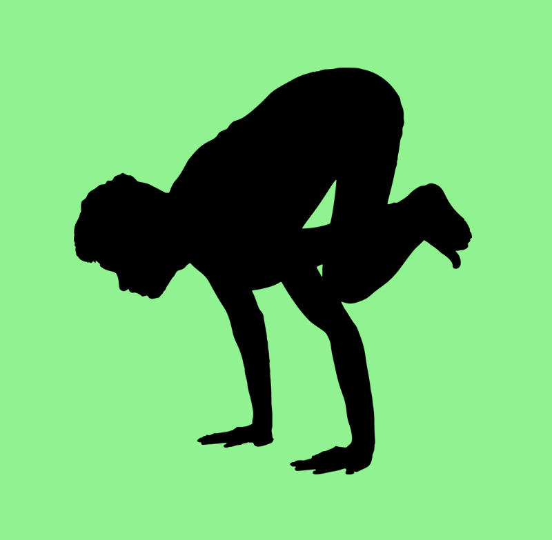 Im Scherenschnitt ist die Yoga-Übung "Die Krähe" zu sehen.