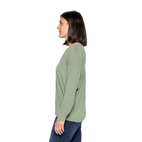 Fledermaus-Shirt aus Bourrette-Seidenjersey, steingrün