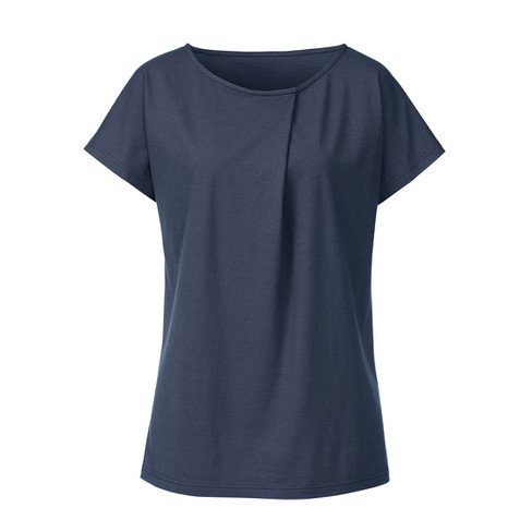 T-Shirt mit Rundhalsausschnitt aus Bio-Baumwolle, nachtblau