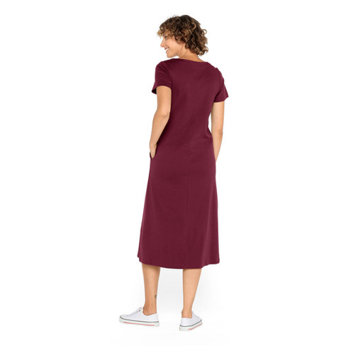 Jerseykleid lang aus reiner Bio-Baumwolle, cassis