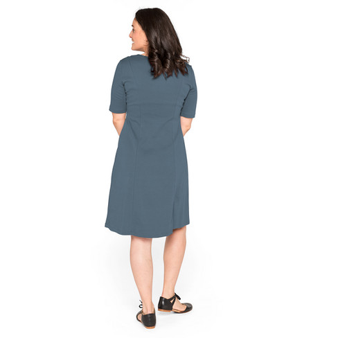 Jerseykleid in Midilänge aus Bio-Baumwolle, rauchblau