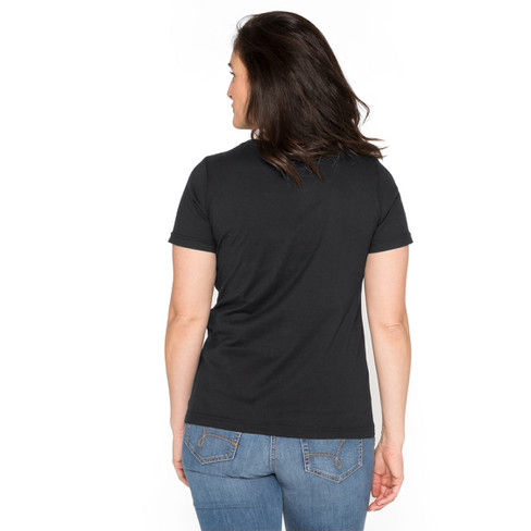 T-Shirt mit V-Ausschnitt aus reiner Bio-Baumwolle, schwarz