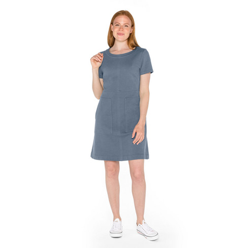 Sweatkleid in A-Linie aus reiner Bio-Baumwolle, rauchblau