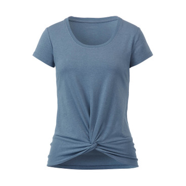 T-Shirt mit Knoten aus Bio-Baumwolle und Hanf, blau
