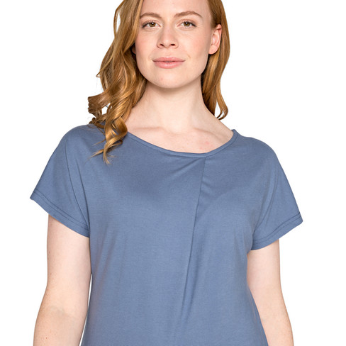 T-Shirt mit Rundhalsausschnitt aus Bio-Baumwolle, rauchblau