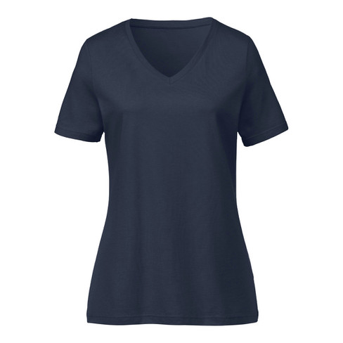 T-Shirt mit V-Ausschnitt aus reiner Bio-Baumwolle, marine