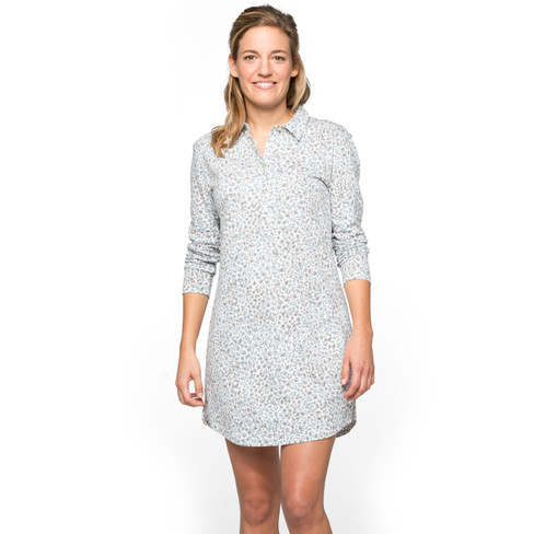 Nachthemd aus Bio-Baumwolle im Pyjama-Stil, taupe-gemustert