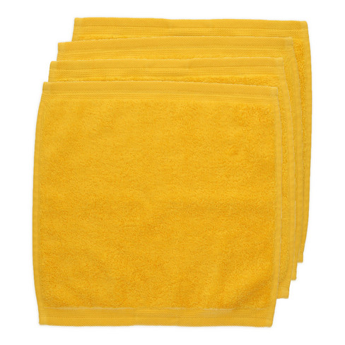 Frottier-Gästehandtuch aus reiner Bio-Baumwolle, 4 Stück, gelb