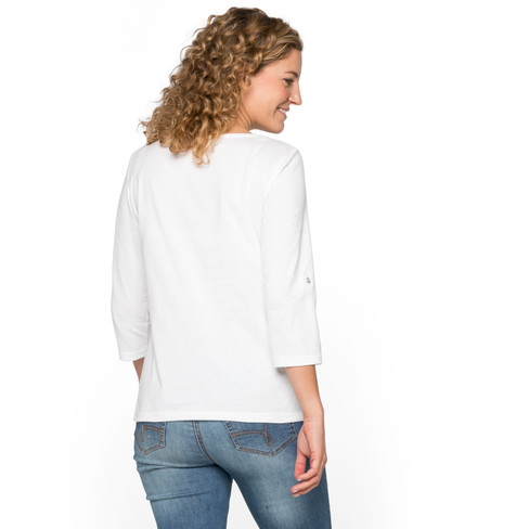 Jersey-Shirt aus Bio-Baumwolle mit Krempelarm, naturweiß