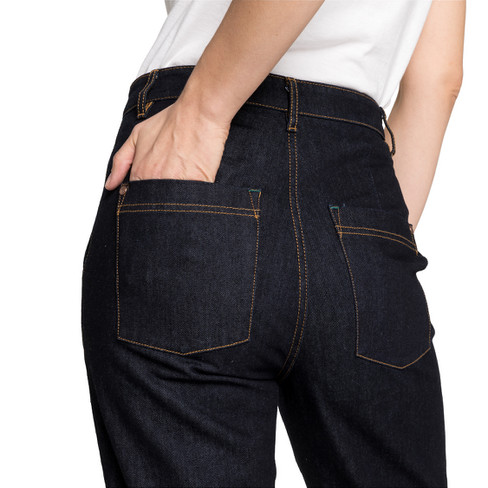7/8-Jeans aus reiner Bio-Baumwolle mit Kontrastnähten., darkblue