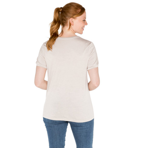 T-Shirt aus Bio-Schurwolle und Bio-Seide, stein