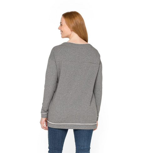 Sweatshirt mit U-Boot-Ausschnitt aus Bio-Baumwolle, grau-melange