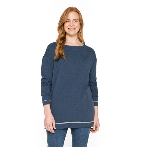 Sweatshirt mit U-Boot-Ausschnitt aus Bio-Baumwolle, jeans-melange