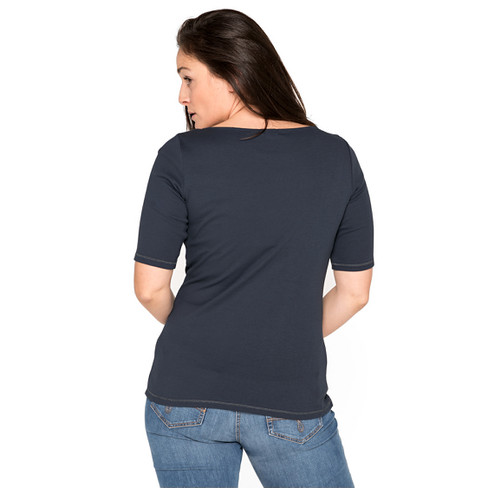 T-Shirt mit Rundhalsausschnitt aus Bio-Baumwolle, nachtblau