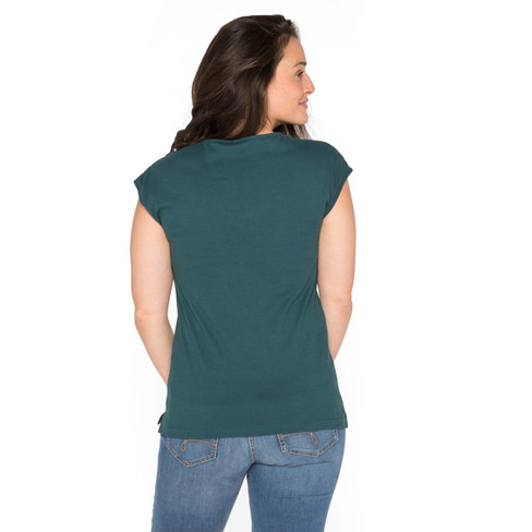 T-Shirt aus Bio-Baumwolle mit Spitze, smaragd