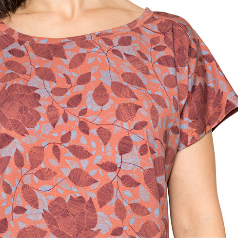 T-Shirt aus Bio-Baumwolle mit Blumenprint, ton-gemustert