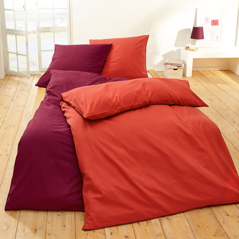 Flanell-Bettwäsche in Unifarben aus reiner Bio-Baumwolle, burgund