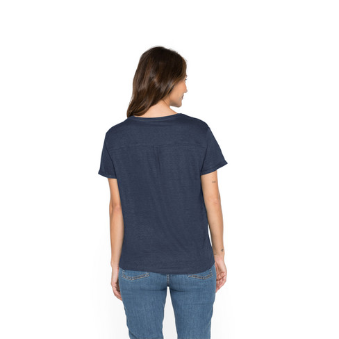 T-Shirt aus Leinenjersey, nachtblau