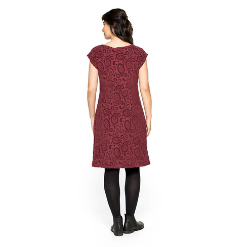 Nicki-Kleid mit Intarsien aus Bio-Baumwolle, brombeere