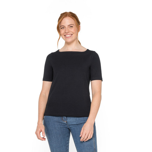 Tailliertes T-Shirt aus Bio-Baumwolle, schwarz