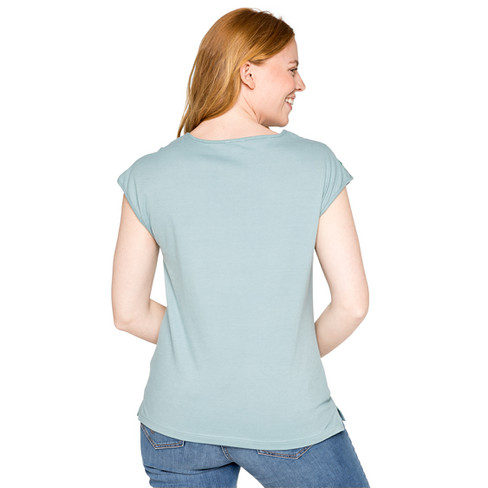 T-Shirt aus Bio-Baumwolle mit Spitze, gletscher