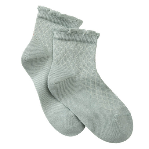 Socke mit Häkelmuster aus Bio-Baumwolle, kiesel