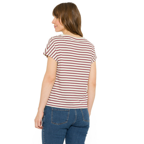 Gestreiftes T-Shirt aus reiner Bio-Baumwolle, rubin geringelt