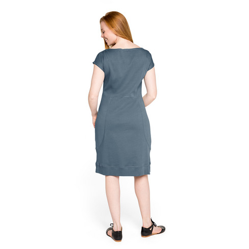 Kurzarm-Jerseykleid aus Bio-Baumwolle, rauchblau