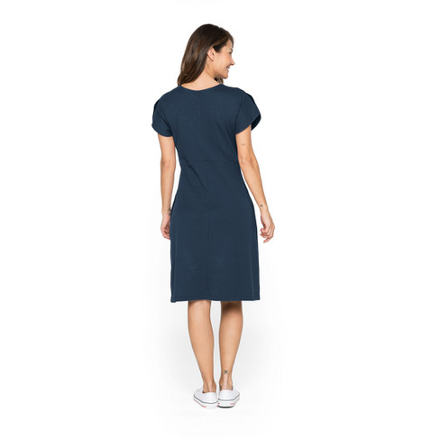 Jersey-Kleid mit Tulpenärmeln aus Bio-Baumwolle, nachtblau