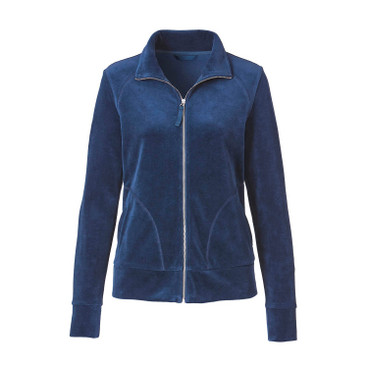 Nicki-Jacke aus reiner Bio-Baumwolle mit Reißverschluss, nachtblau