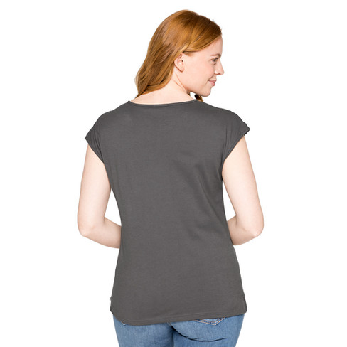 T-Shirt aus Bio-Baumwolle mit Spitze, silbergrau