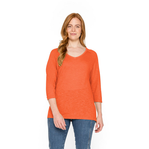 V-Shirt aus Hanf und Bio-Baumwolle, orange