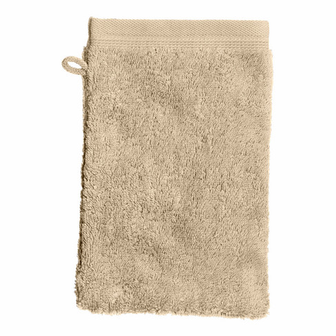 Frottier-Waschhandschuh aus reiner Bio-Baumwolle, 4 Stück, sand