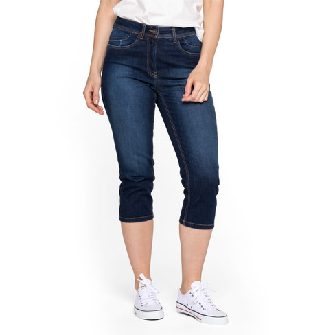 Elastische Capri-Jeans aus Bio-Baumwolle im 4-Pocket-Style, darkblue