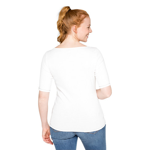 T-Shirt mit Rundhalsausschnitt aus Bio-Baumwolle, naturweiß
