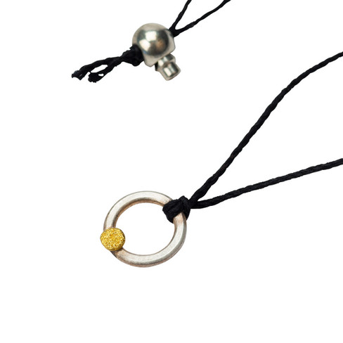 Halskette Silberring mit Flussgold-Ornament, silber