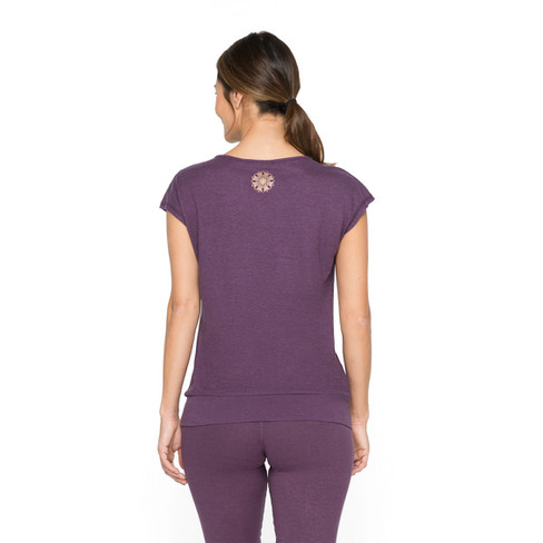 Kurzarmshirt aus Hanf und Bio-Baumwolle, purple