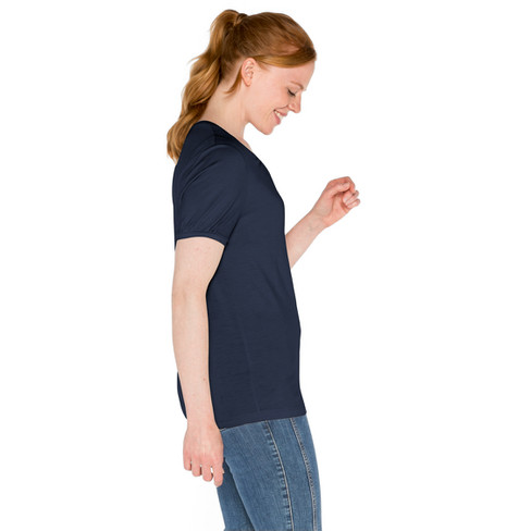 T-Shirt aus Bio-Schurwolle und Bio-Seide, nachtblau