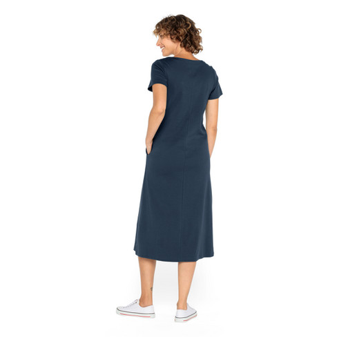 Jerseykleid lang aus reiner Bio-Baumwolle, nachtblau