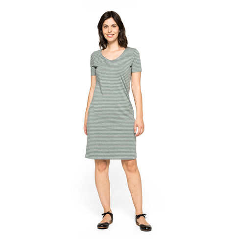 Jerseykleid aus Bio-Baumwolle mit Doppeltem V-Ausschnitt, grau/jade-melange