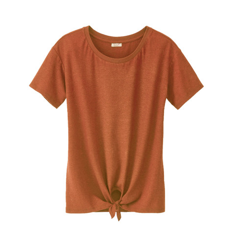 T-Shirt mit Knoten aus Hanf und Bio-Baumwolle, ton