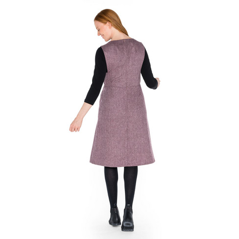 Tweedkleid in Latz-Optik aus reiner Bio-Schurwolle, kirsche