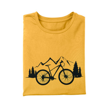 T-Shirt mit Fahrrad-Motiv aus Bio-Baumwolle, gelb