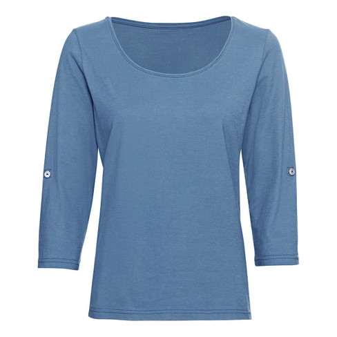 Jersey-Shirt aus Bio-Baumwolle mit Krempelarm, rauchblau