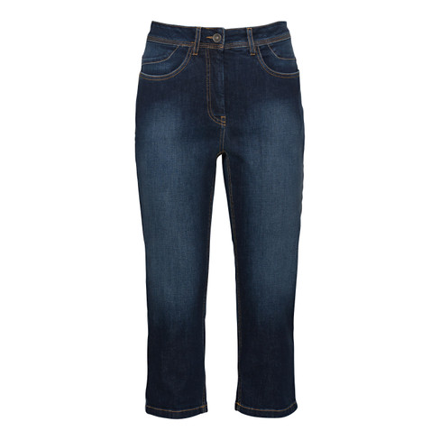 Elastische Capri-Jeans aus Bio-Baumwolle im 4-Pocket-Style, darkblue