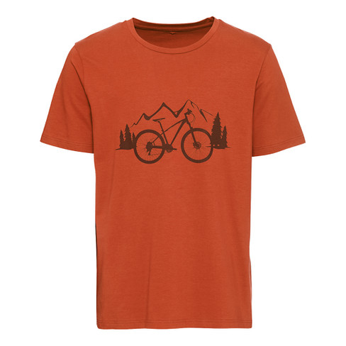 T-Shirt mit Fahrrad-Motiv aus Bio-Baumwolle, papaya