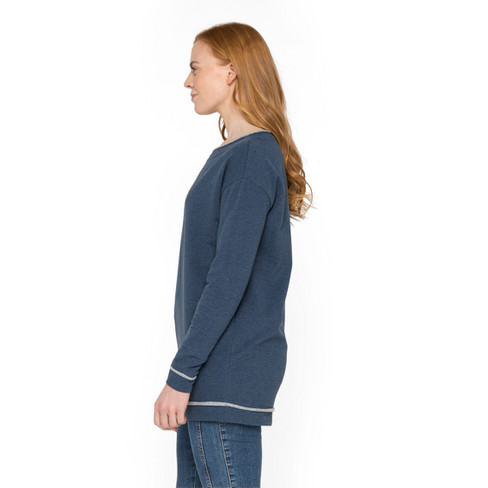 Sweatshirt mit U-Boot-Ausschnitt aus Bio-Baumwolle, jeans-melange